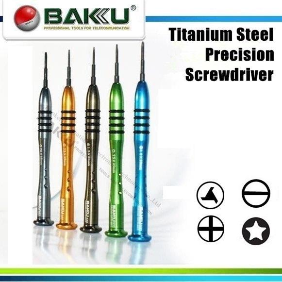 (12 pieces/lot) Titanium Steel Handle,Bearing Swivel Cap Tri Wing Y2.0 /Cross/Slot Type x25mm Screwdriver , Brand BAKU,BK-332