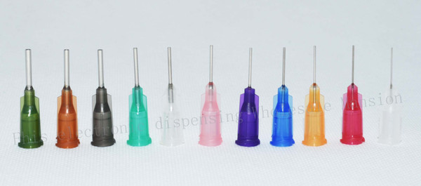 wholesale 14G-27G W/ ISO standard Dispensing needles PP luer lock hub 0.5-inch tubing length precision S.S. dispense blunt tips 1000pcs/lot