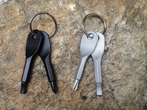 Stainless Steel Screwdrivers Keychain Outdoor Pocket Key Ring Set With Slotted Mini Hand Key Pendants Keyrings DH0445