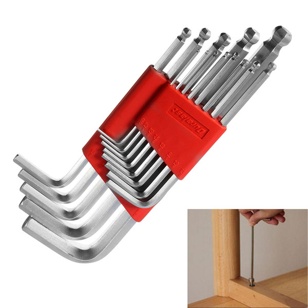 New Hand Tools 13 pcs/set Hex Wrench Set Chrome Ball Head 0.05