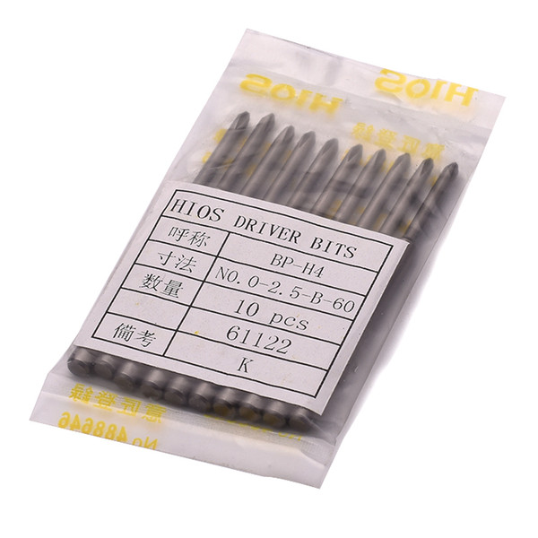 Free shipping 10 Pcs HIOS Screwdriver Bit BP-H4 #0-2.5-B-60, for Cross-Slotted Screw,compatible with HIOS Electrical screwdriver