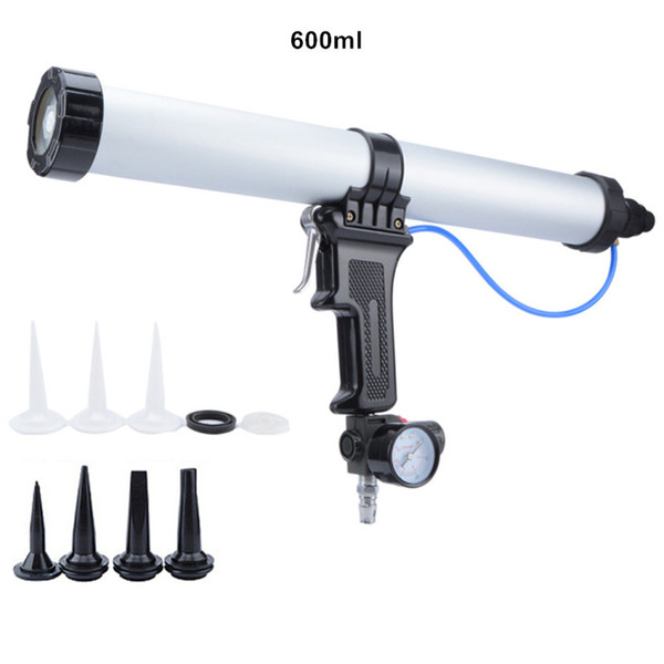 free shipping 600ml pneumatic glass glue gun speed adjustable air gluer quick air exhaust sausag type soft package glue combo 1