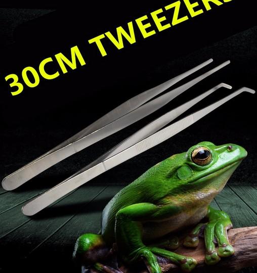 Big size 304 Stainless Steel Reptile Tweezers Clips with Non-slip Design Tool for Frog Spider Lizard Terrarium Cleaning Feeding