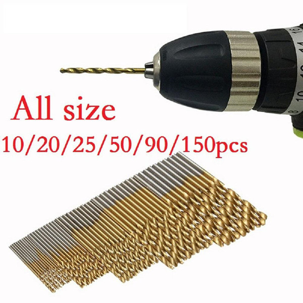 10/20/25/50/99/150Pcs/Set Mini Twist Drill Set Saw Set High Speed Steel Titanium Coated Drill Wood Woodworking Tool