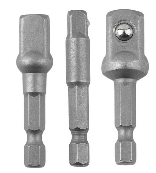 3pcs/set Wrench Sleeve Extension Bar Hex Shank Drive Power Drill Bit Socket Driver Adapter 1/4 3/8 1/2& 50mm Long