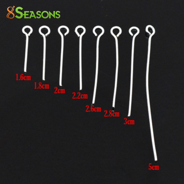 8SEASONS 800 PCs Mixed Silver Plated Eye Pins Findings 0.7mm(21 gauge) (B03620),