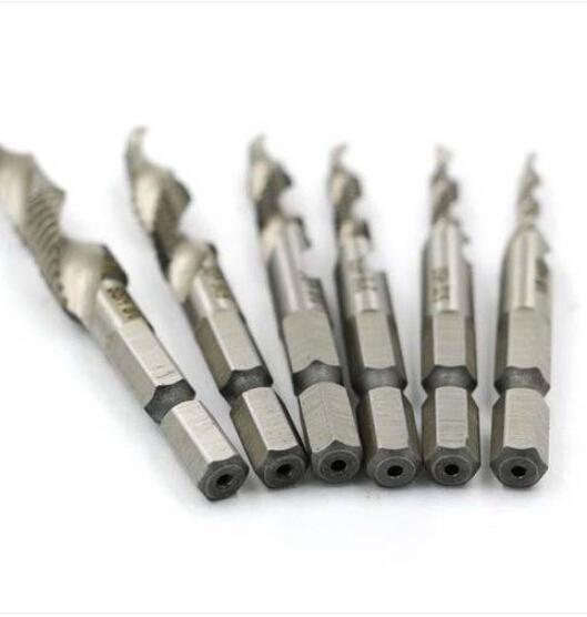 2019 Wholesales!!! Free shipping 6Pcs/set Hex Shank High Speed Steel Spiral Screw Thread Taps Drill Bit Tool Power Tools