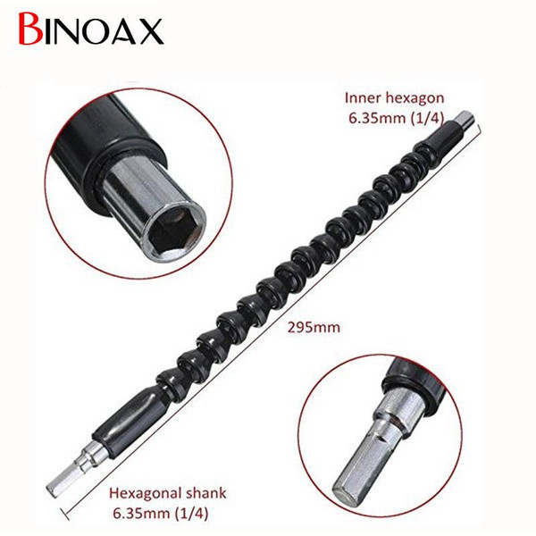 Binoax 295mm Electronics Drill Black Flexible Shaft Bits Extention Screwdriver Bit Holder Connect Link #P00284#