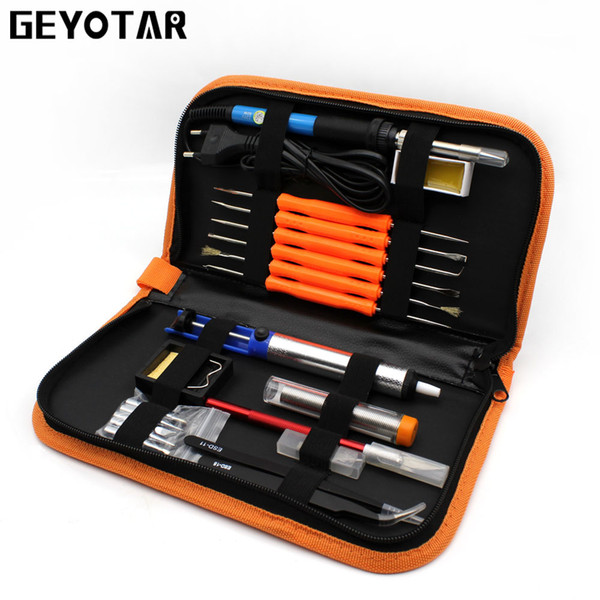 220 v 60 w Portatile Elettrico Saldatore Temperatura Regolabile Saldatura + 5 pz Punte di Saldatura Tool Kit di Riparazione Pinzette Spina d