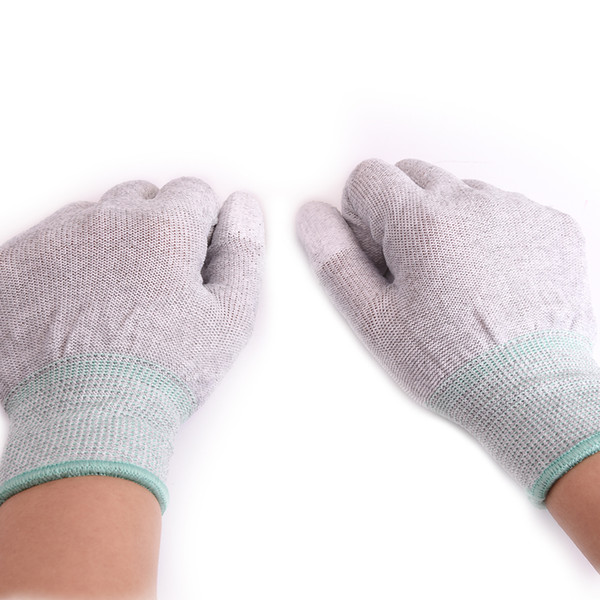 PU Finger Coated Carbon Knitted Gloves ESD Safety Hand Gloves