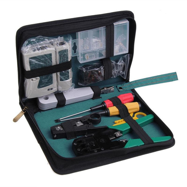 11 in 1 Professional Network Computer Maintenance Repair Tool Kit Cross/Flat Screwdriver Crimping Pliers etc Free Shipping