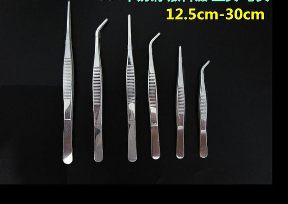 304 stainless steel round tweezers with teeth tools tweezers gardening water tweezers medical clip 12cm-30cm