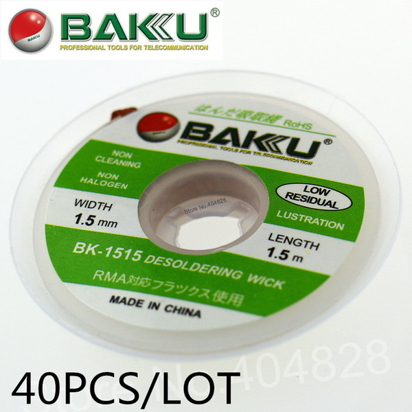 40 pieces/lot 1.5/2.0/3.0mmx1500mm Desoldering Wick. BAKU BK-1515/BK-1515/BK-1515