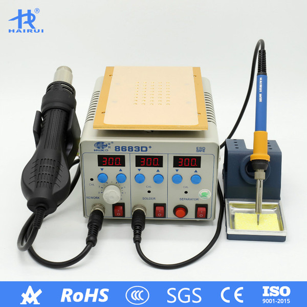 HAIRUI 8683D+ 110V/220V Hot Air Soldering Station Digital Display 1060W 3 in 1 Soldering Iron Station