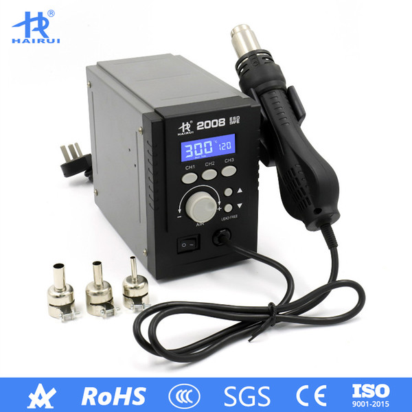 HAIRUI 2008 110V/220V Hot Air Station Digital Display3 Channels 600W Variable Temperature Soldering Station