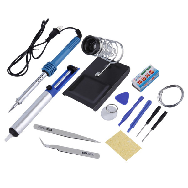 Free Shipping 14in1 60W DIY Electric Solder Soldering Iron Starter Tool Kit Set Irons Stand Station Desolder Desoldering Pump