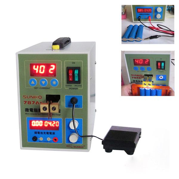 SUNKKO 787A+ Spot Welder 18650 lithium battery test and charging 2in1 double pulse spot welding machine with LED lighting+Nickel