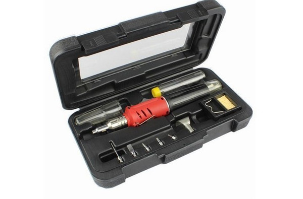 Free Shipping Self-Ignition 10-in-1 Gas Soldering Iron Cordless Welding Torch Kit Tool HS-1115K NEW