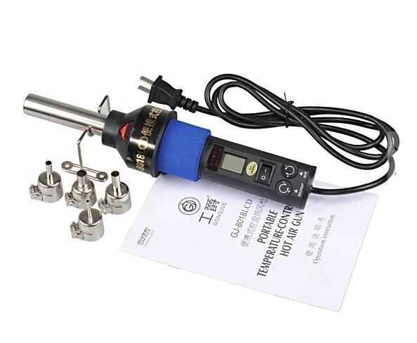 8018LCD 220V 450 Degree LCD Adjustable Electronic Heat Hot Air Gun IC SMD BGA Desoldering Station with 4 Nozzles