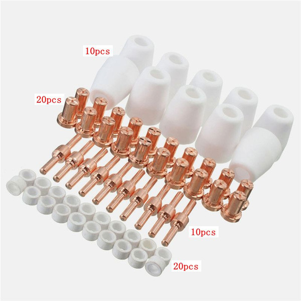 60Pcs/Set Ceramic + Metal Air Plasma Cutting Cutter Consumables Extended TIP Nozzles Electrode For PT31 LG40 Torch CUT-50D