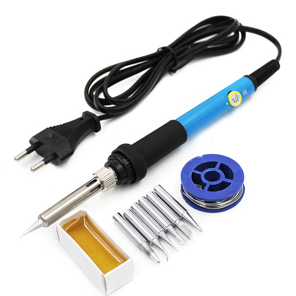 Soldering Iron EU US Plug 110V 220V 60W Thermostatic Electric Mini Solder Iron Station With 6pcs Soldering Tip Solder Wire Rosin