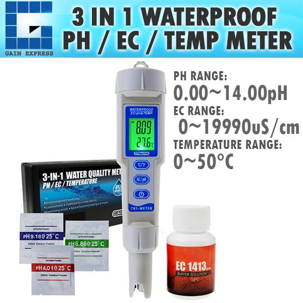 WQM-241 pH / EC / Temperature Meter ATC 3 in 1 Waterproof Pen Type Water Quality Combo Multi-Parameter Tester Monitor Analyzer Acidometer