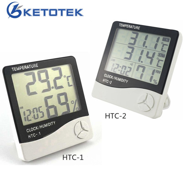 Weather Station HTC-2 HTC-1 Indoor Outdoor Thermometer Hygrometer Digital LCD C/F Temperature Humidity Meter Alarm Clock