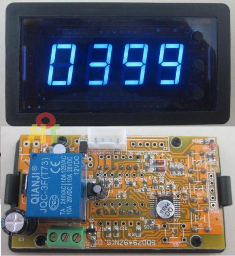 Blue 12V 4 digital LED Counter Meter Plus Minus Up Down with Relay ON/OFF Output