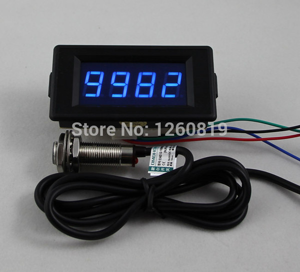 DC 12V 24V 4 Digital Blue LED Counter Meter Up Down+Hall Proximity Switch Sensor