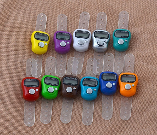 DHL Free Shipping Mini Hand Hold Band Tally Counter LCD Digital Screen Finger Ring Electronic Head Count Tasbeeh Tasbih Mix colors