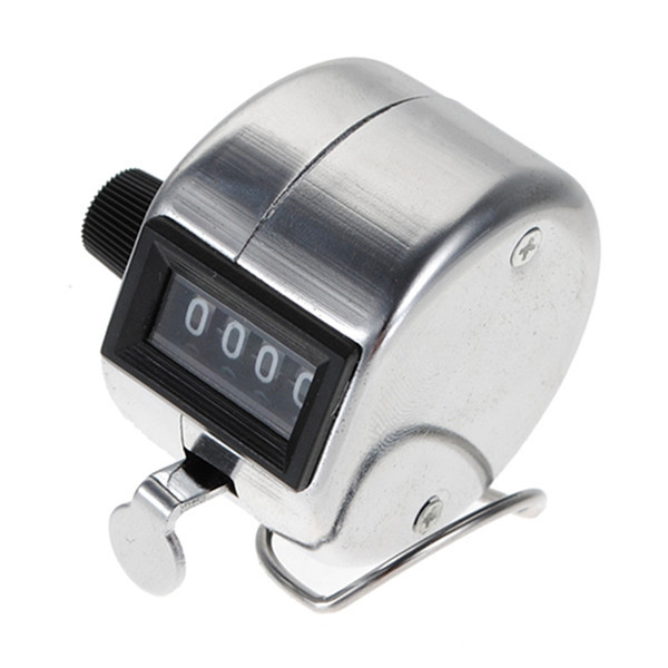 Wholesale- Hot Sale Best Price Stainless Metal Mini Sport Lap Golf Handheld Manual 4 Digit Number Hand Tally Counter Clicker Silver