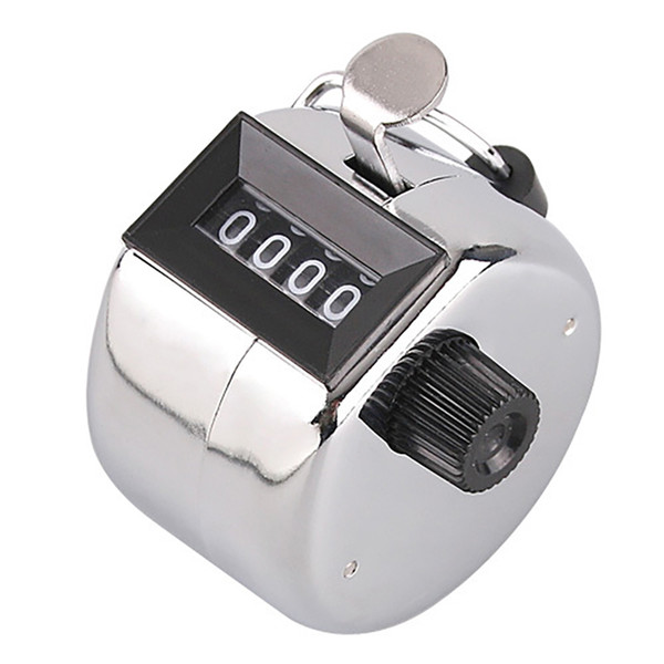 4.6X3CM Stainless Metal Mini Sport Lap Golf Handheld Manual 4 Digit Number Hand Tally Counter Clicker Silver Person flow point DHL