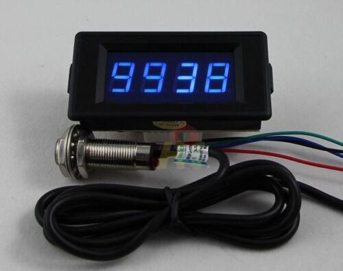 DC12V/24V 4 Digital Blue LED Counter Meter Plus Minus+Hall Proximity Sensor NPN