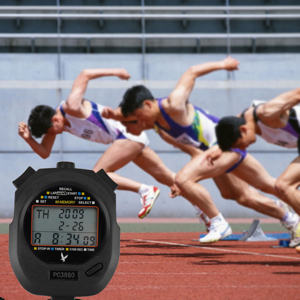 Digital Sports Timer 3 Row Stopwatch 60 laps and Split Recallable Memory Athletics Stopwatch Running Timer Counter