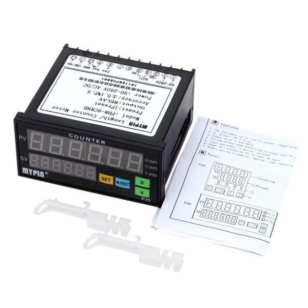 Digital Counter Mini Length Batch Meter 1 Preset Relay Output Count Meter Practical Length Meter 90-260V AC/DC