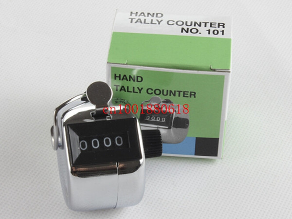 60pcs/lot Fast shipping high quality Metal Chrome Hand Tally Counter 4 Digit Number Clicker Golf Counters