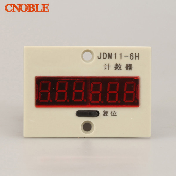 JDM11-6H AC 220V 4 Terminals 6 Digits LED Display Plastic Shell Electronic Voltage Input 0-99999 Accumulate Accumulating Counter