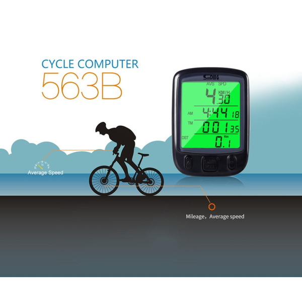 Digital Counter SD 563B Timer Switch Waterproof LCD Display Cycling Bicycle Computer Odometer Speedometer with Green Backlight