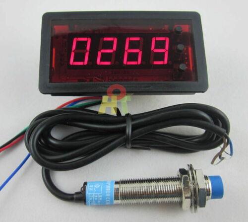 Red DC12V 4Digit LED Counter Meter with Relay output+Proximity Switch Sensor NPN