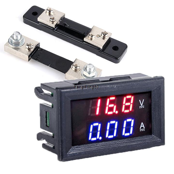 Wholesale-Red Blue DC 0-100V 50A Dual Display Voltage Meter Digital LED Voltmeter Ammeter Panel current Amp meter Volt Gauge SV002166_1H