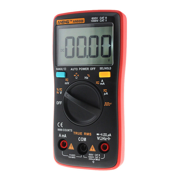 AN8008 True-RMS Digital Multimeter 9999 Counts Square Wave Voltage Ammeter Resistance Capacitance Diode and Continuity Testing