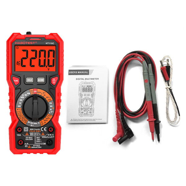 Digital Multimeter Manual Multi-meter 6000 Counts True RMS Voltage Current Meter Resistance Frequency Temperature NCV Tester