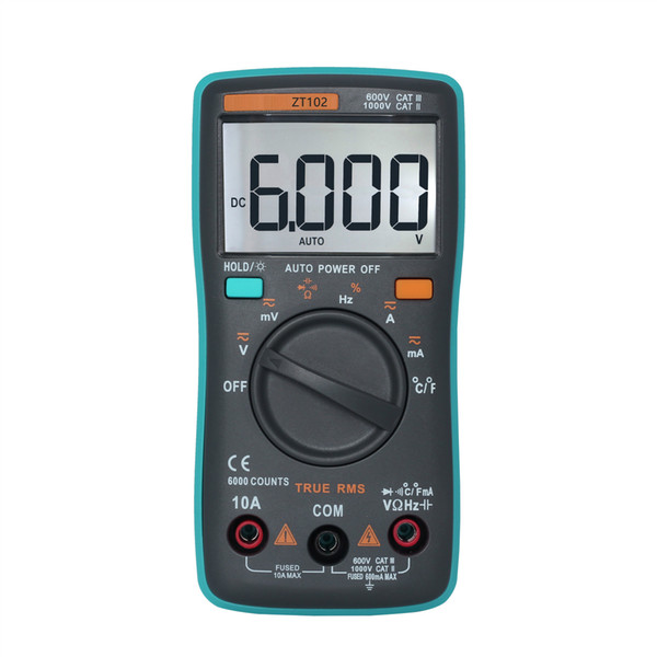 4000 uF Current ZT98 ZT100 ZT101 ZT102 Auto Digital Multimeter Counts Backlight AC/DC Current Voltage Ohm Tester Portable LCD Screen Meter