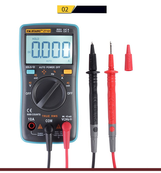 ZT-101 portable auto range true RMS digital multimeter solid and compact housing electrician tool with anti slipping grabbing feel