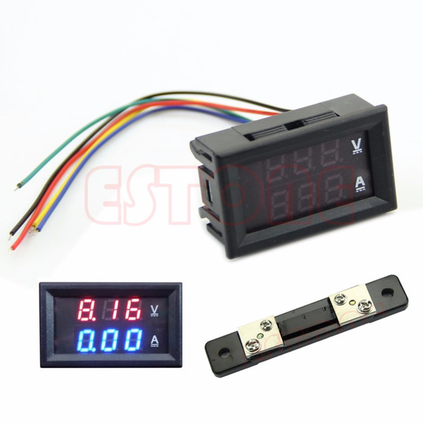 LED Digital Voltmeter Ammeter Amp Volt Meter + Current Shunt DC 100V 50A Dual Tester Tools