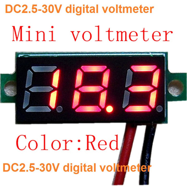 new 0.28 Digital DC Voltmeter Mini DC 2.5-30V Green red white LED 2 Wire Digital Display Voltage Voltmeter Panel Motor Voltage Tester Module