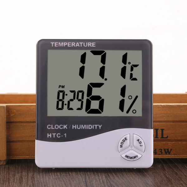 Digital LCD Temperature Hygrometer Household Precision Clock Humidity Meter Thermometer With Clock Calendar Alarm Battery Powered DBC DH1373