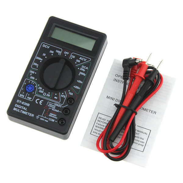 Digital Multimeter DT830B Mini Pocket Ammeter Voltmeter Current Voltage Ohm Meter Battery Capacity Test Electrical Tester Meter LCD Free DHL