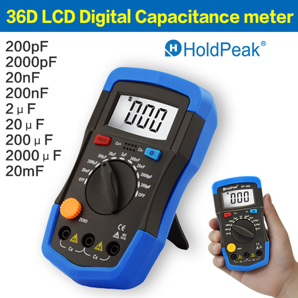 HoldPeak Mini Multimeter LCD Digital Capacitance meter Capacitor Tester pF mF Circuit Gauge 36D Back Light