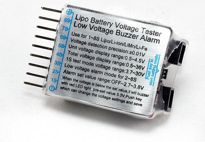 10pcs/lot Brand new 2 in 1 Lipo Battery Voltage Tester,Low voltage buzzer alarm